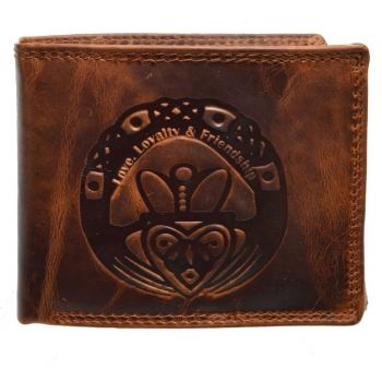 Herrengeldbörse mit Druck Claddagh irisches Symbol Love, Loyalty, Friendship mit RFID Schutz Braun